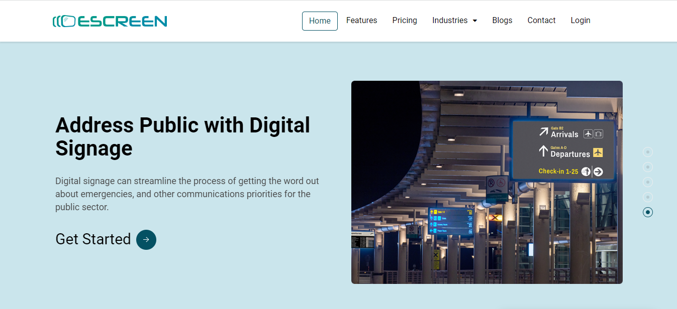 Escreen Digital Signage Home Page